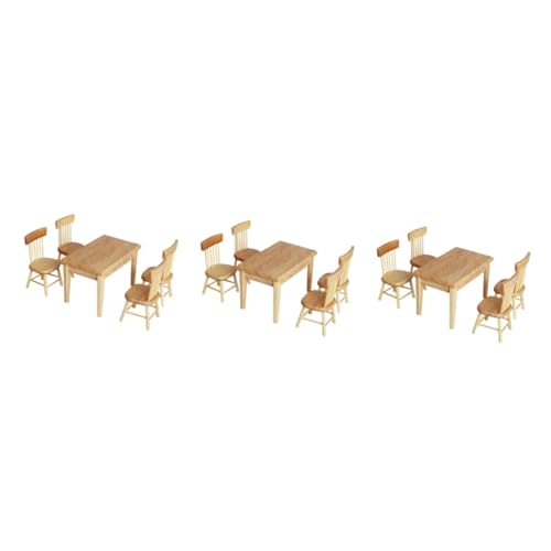 Vaguelly 3 Sätze Mini-Möbel Miniature House miniaturhaus Dekorationszubehör für Puppenhäuser Spielzeug für Kinder Kindertisch und Stühle Modelle Stuhlmodell simulierte Möbel Tasche Holz von Vaguelly