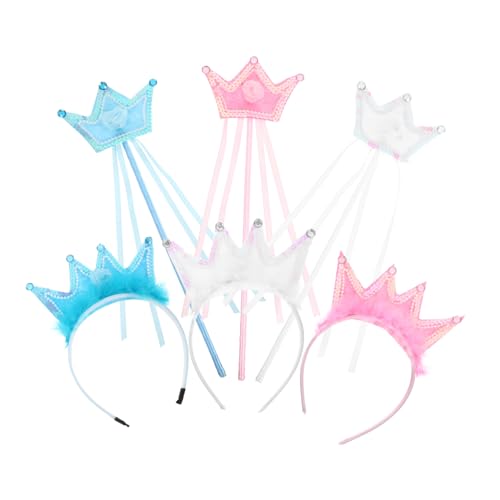 Vaguelly 3 Sätze Prinzessin Tiara und Zauberstab Leichtes Party-kronen Feenstab-accessoire Geeignet für Halloween Weihnachten Geburtstagsfeiern und Rollenspiele von Vaguelly