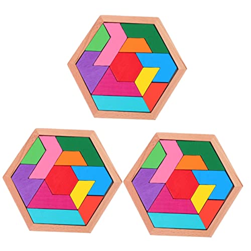 Vaguelly 3 Sätze Puzzle-Bausteine -Tangram DIY-Tangram-Spielzeug für Kinder rätsel Kinderspielzeug Spielzeuge Tangram-Spielzeug aus Holz Rätsel zum frühen Lernen klassisch Blöcke von Vaguelly