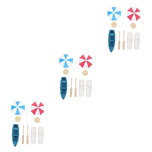 Vaguelly 3 Sätze Sandtisch-Ornamente Am Strand Miniatur-Ozean-Bonsai-dekor Geburtstagsfeier Kuchenverzierung Aquarienboot Figur Strand Am Meer Kind Mini-Regenschirm Hölzern von Vaguelly