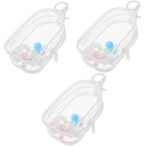 Vaguelly 3sätze Aufbewahrungstasche Für Puppen Transparente Hängetasche Mit Karabiner Und Plüschball Für Kleine Figuren Und Puppenzubehör Leicht Und Praktisch Für Unterwegs Für von Vaguelly