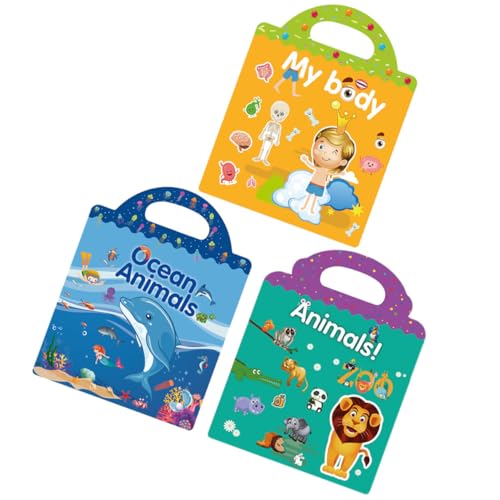 Vaguelly 3er-Pack Stickerbuch Für Kinder – Meerestier-Aufkleber Partygeschenk Dekorative Wandaufkleber Für Kinder Lernaktivität Im Vorschulalter Wandaufkleber-dekore von Vaguelly