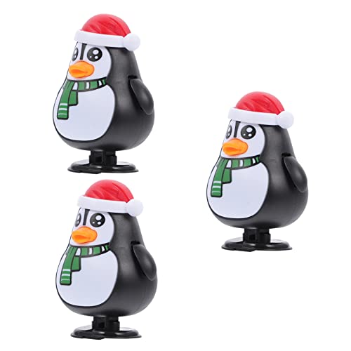 Vaguelly 3 Stück Aufziehspielzeug Pack Weihnachts Pinguin mit Weihnachtsmütze Lustige Bunte Spielzeuge für Partys von Vaguelly