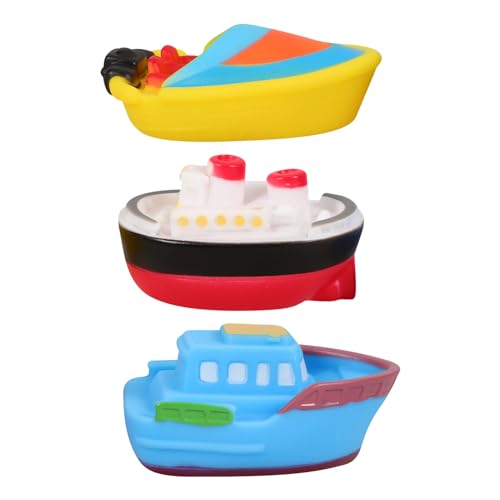 Vaguelly 3 Stück Badewannen-Boot-Spielzeug Schwimmende Badeboote Quietschende Bootsfiguren Weiches Badezeit-Boot Wasserspielzeug Cartoon-Boot-Förmiges Spielzeug Für Kleinkinder Jungen Und von Vaguelly