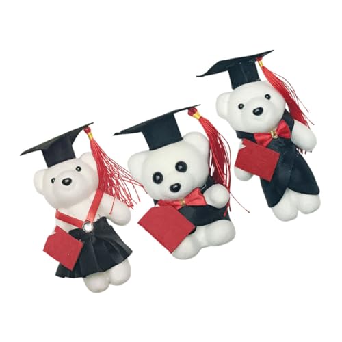 Vaguelly 3 Stück Bärenpuppe Tierpuppe Zur Abschlussfeier Bär Tiergeschenk Glückwunsch Zum Abschluss Tier Abschlussfeier Bär Mit Mütze Partygeschenk Plüsch von Vaguelly