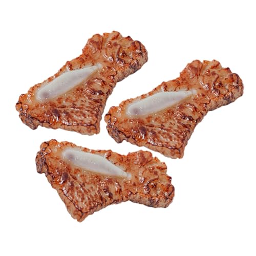 Vaguelly 3 Stück Denim-Knochenmodell küchendekoration hohzeitdeko spielwaren draußen kucheltier laufstall Simulation Fleischspielzeug gefälschtes gekochtes Fleisch PVC Brown von Vaguelly