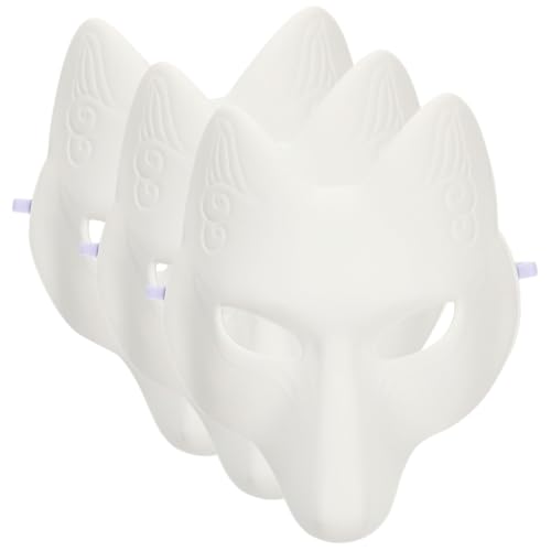 Vaguelly 3 Stück Diy Fuchsmaske Leere Masquerade Masken für Halloween und Kostümparty für Kreative Bastelprojekte und Kinderaktivitäten aus PU Material von Vaguelly