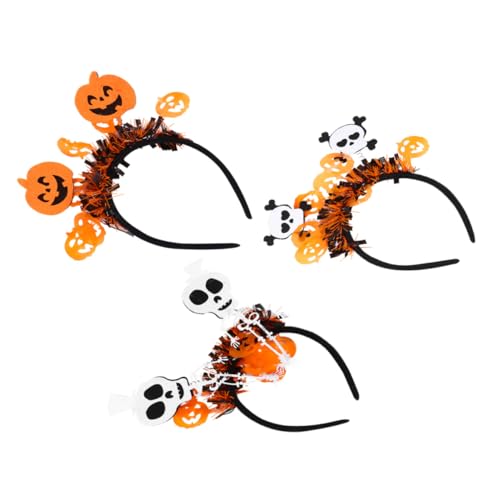 Vaguelly 3 Stück Halloween Haarreif mit Kürbis Skelett und Totenkopf Langlebiger Haarschmuck für Halloween Party Cosplay Festival Geeignet für Mädchen von Vaguelly
