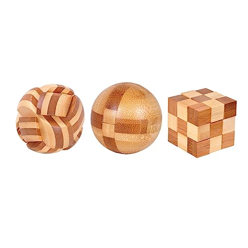 Vaguelly 3 Stück Luban-Schloss gehirn Training Erwachsene für Erwachsene Erwachsenen Interlock- intellektuelles Puzzle- Bambus Light Brown von Vaguelly