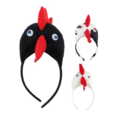 Vaguelly 3 Stück Lustige Teiliges Huhn Stirnband mit Tierkopf Kopfschmuck für Festival Party und Kostüm Cartoon Huhn Design Farbenfrohe und Auffällige Kopfbedeckung von Vaguelly