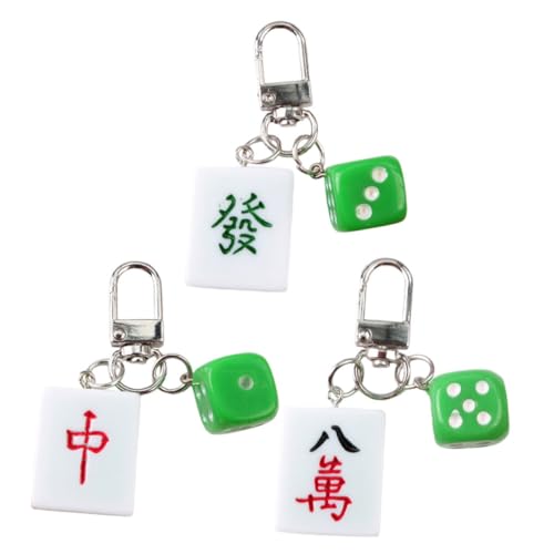 Vaguelly 3 Stück Mahjong Schlüsselanhänger Kreative Hängende Deko für Taschen Süße Mahjong Ornamente aus Robustem Harz für Frauen von Vaguelly
