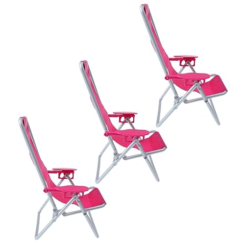 Vaguelly 3 Stück Miniatur Strandstuhl Teilig Faltbare Möbel für Puppenhäuser Hochwertige Mini Liegestühle für Dekoration und Stabil Platzsparend für Kreative Sammlungen von Vaguelly