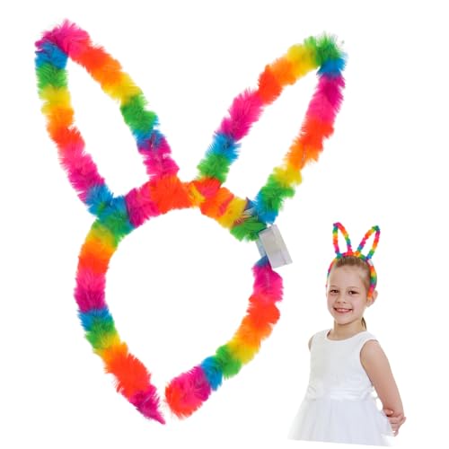 Vaguelly 3 Stück Plüsch Haarreif mit Leuchtenden Regenbogen ohren Weicher Kostüm Haarschmuck für Erwachsene und Geeignet für Party Festival und Cosplay von Vaguelly