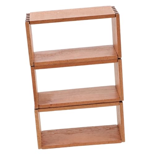 Vaguelly 3 Stück Puppenhaus Möbel Realistisches Holzregal zur Aufbewahrung und Präsentation von Miniaturbüchern und DIY-Dekoration von Vaguelly