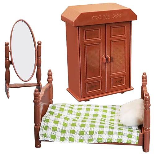 Vaguelly 3 Stück Puppenhausbett Mini Winzig Möbel Kinderspielzeug Puppe Wohnkultur Puppenzubehör Plastik von Vaguelly