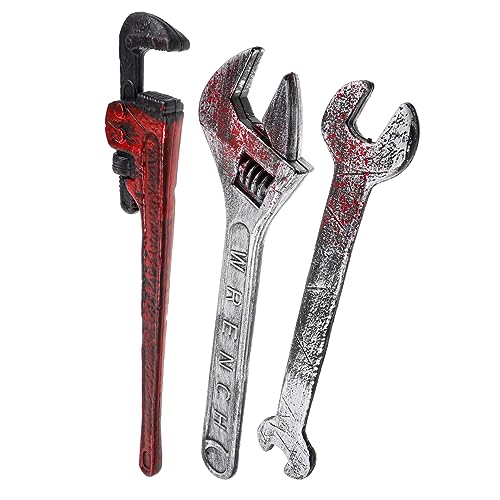 Vaguelly 3 Stück Teiliges Halloween Werkzeug Simulation Wrench Prop aus Sicherem Material für Kostümpartys Cosplay und Bühnenaufführungen Halloween Accessoires von Vaguelly