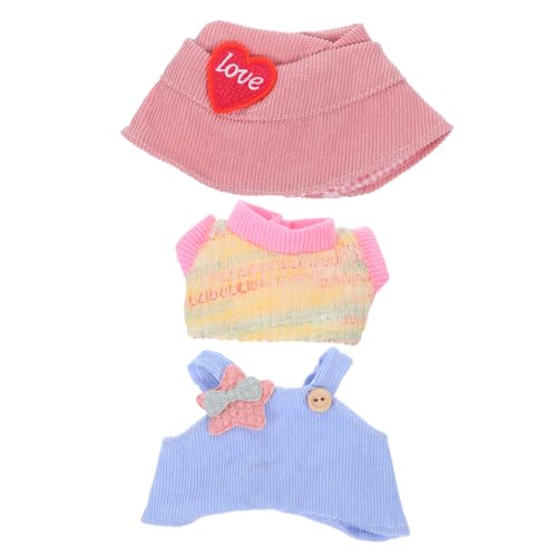 Vaguelly 3 Stück Teiliges Puppenkleidungsset mit Herzmütze T-Shirt und Latzhose Weiche Stoffe Einfach Anzuziehen Kreatives Kostüm für Puppen Cosplay und Rollenspiele von Vaguelly