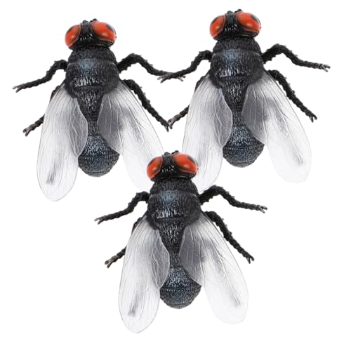 Vaguelly 3 Stück Teiliges Realistische Kleine Fliegen Figuren Detailgetreue Kunststoff Insekten Spielzeuge für Pädagogische Lernhilfen Interaktive Naturerkundung Drinnen und Draußen von Vaguelly
