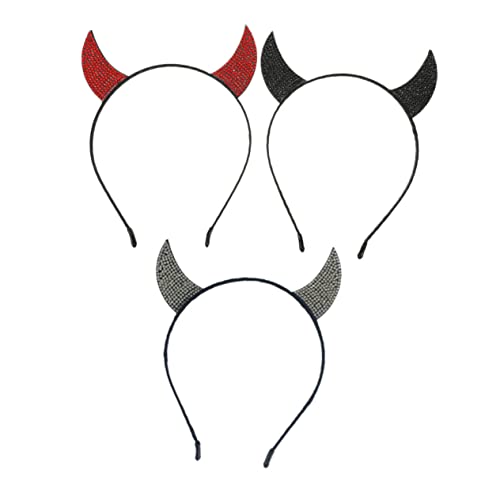 Vaguelly 3 Stück Teiliges Teufelshörner Haarreif mit Strass Halloween Kopfschmuck für Party Cosplay Karneval Leichtes und Langlebiges Stirnband in Schwarz Rot Weiß Vaguelly 3 Stück Teiliges Teufelshörner Haarreif mit Strass Halloween Kopfschmuck für Party Cosplay Karneval Leichtes und Langlebiges Stirnband in Schwarz Rot Weiß von Vaguelly