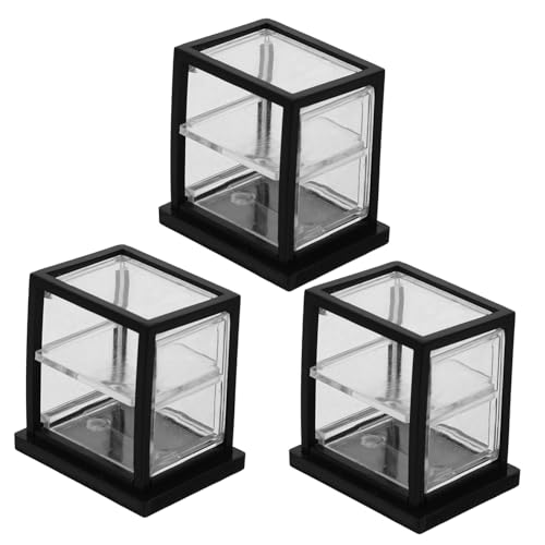 Vaguelly 3 Stück Transparente Vitrine Klein Showcase Miniaturen Miniaturschränke Für Puppenhaus Realistisch Puppenhaus-Miniatur-kuchenschrank Dekorationen Winzig Anzeige Acryl Black von Vaguelly