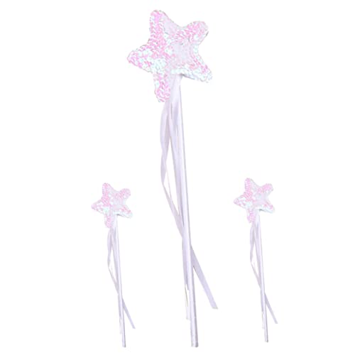 Vaguelly 3 Stück Zauberstab Fairy Wand kinderkostüme geburtstagsmitgebsl Geburtstags Dekoration Party Fee für Mädchen Stern dekorativer Feenstab Zauberstäbe Stoff Weiß von Vaguelly