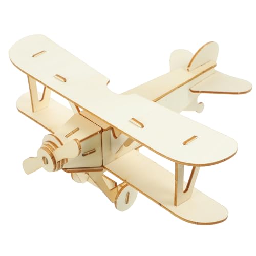Vaguelly 3-Teiliges 3D-Holzpuzzle-Modellflugzeug-Set Zum Bauen Puzzle DIY-Holzmodellbausatz DIY-Modellflugzeug-Bastelset Zum Bemalen Für Die Dekoration Doppeldecker-Holzmodellbausatz von Vaguelly