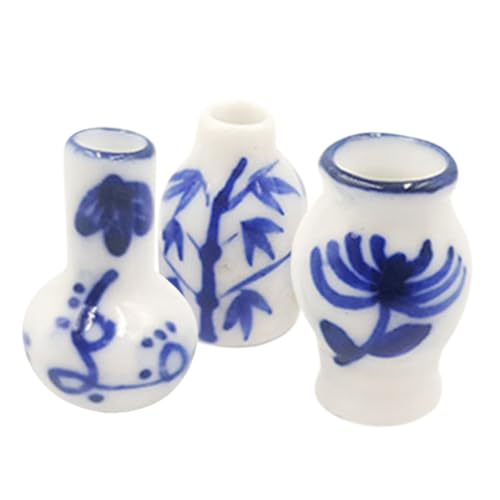 Vaguelly 3 Teiliges Simulations Teeservice Ornamente Zum Basteln Vase Retro Wohnaccessoires Vintage Wohndekor Mini Ornament Puppendekor Mini Dekoration Blaue von Vaguelly