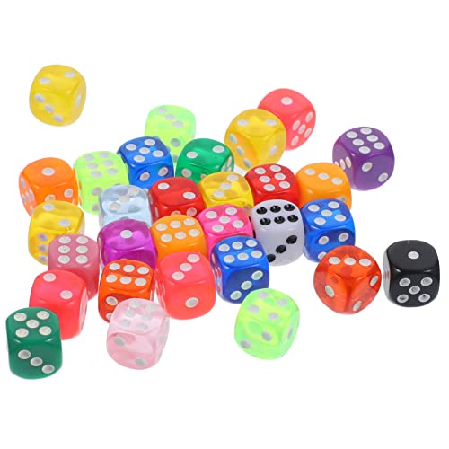 Vaguelly 30 Stück Harzwürfel Brettspiele Partyspielwürfel Zahlenwürfel Kleine Brettspielwürfel Farbige Gaming Lernwürfel Spielzeugspiel Party Requisiten Große von Vaguelly