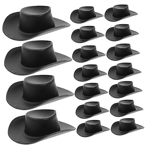 Vaguelly 30 Stück Mini-Cowboyhut Puppenmodell Kostüm Hut Frauen Weiß Hüte Masse Party Kuh kinderspielzeuge Puppenhut Spielzeughüte Puppenhüte basteln entzückende Mini-Hüte Plastik Black von Vaguelly