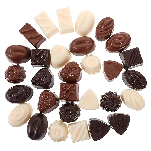 Vaguelly 30 Stück Schokoladen-Ornamente Food-Dessert-Modell gefälschtes Essen Stütze Hotel Schaufensterdekoration Geschenkidee Requisiten für Schokoriegel simuliertes Schokoladenmodell PVC von Vaguelly