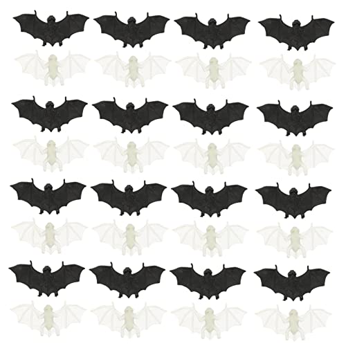Vaguelly 30 Stück Teiliges Halloween Deko mit Simulierten Gruseligen Fledermäusen Mini Bat Streichartikel Schwarze und Nachtleuchtende Fledermaus Requisiten für Party und Halloween von Vaguelly