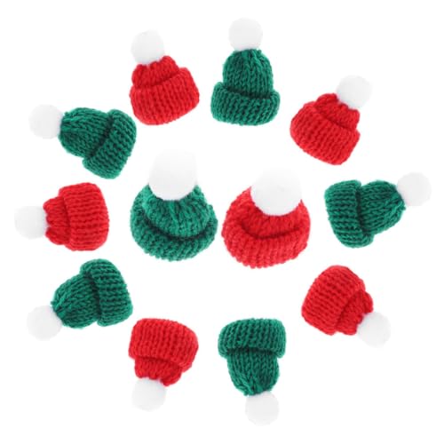 Vaguelly 30 Stück Teiliges Mini Strick Weihnachtshüte Leichte Dekorative Santa Mützen in Rot und Grün Vielseitig für DIY Bastelprojekte Puppenzubehör Flaschen und Weihnachtsbaumdeko von Vaguelly