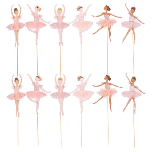 Vaguelly 36 Stück Ballettmädchen-Kuchenaufsatz – tanzende Ballerina-Mädchenfigur, Kuchendekorationen für Ballett, Babyparty, Geburtstagsparty, Hochzeitsdekoration, Rosa von Vaguelly