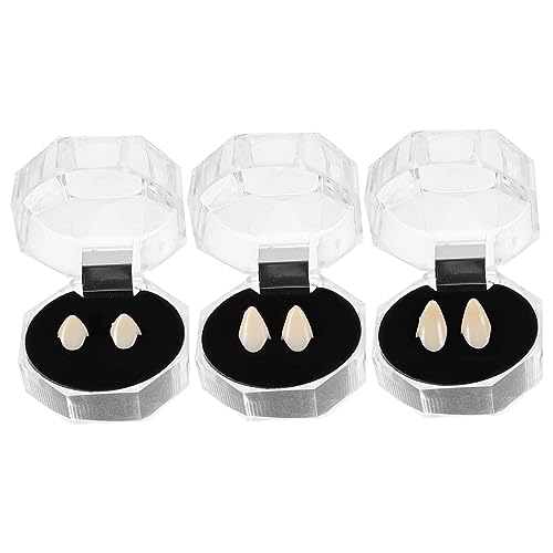 Vaguelly 3Paare Realistische Vampirzähne Für Halloween Kostümparty Cosplay Requisiten Unisex Aus Medizinischem Harz Ohne Kleber Für Vampir Und Werwolf von Vaguelly