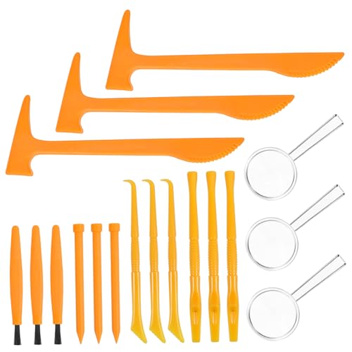 Vaguelly 3Sätze Ausgrabungswerkzeug Set Teiliges Kit mit Hammer Meißel Pinsel und Lernspielzeug für Archäologie Kreatives Werkzeug für Jungen von Vaguelly