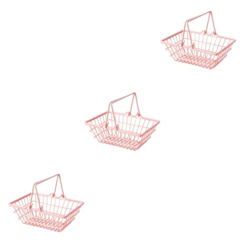 Vaguelly 3St Einkaufskorb Wohnkultur Einkaufswagen Spielen Schere Spielzeug Möbel Mini-Körbe zur Aufbewahrung von Kleinigkeiten Kinderwagen Requisiten kleines Bügeleisen schmücken Kleinkind von Vaguelly
