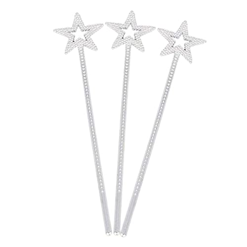 Vaguelly 3St Engel Zauberstab Fee Ballettröckchen für Spiralen Fairy Wand Kinderkleider Party Decoration Cosplay -Requisiten Star Fairy Zauberstäbe Sticks Plastik Silver von Vaguelly