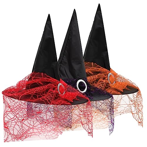 Vaguelly 3St Hexen Hut hängende Hexenhüte Kopfbedeckung Kappe halloween kopfschmuck halloween dekoration streudekor halloween Dekorationen mit Hexenhüten Cosplay-Halloween-Hut Polyester von Vaguelly