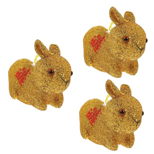 Vaguelly 3St Jahr des Hasen-Maskottchens neues Jahr Kaninchen Spielzeug Spielset für Kinder Plüschtier Spielzeuge Desktop-Kaninchenspielzeug Plüsch Kaninchen Schreibtisch Baby von Vaguelly