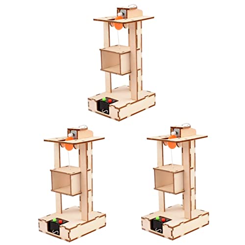 Vaguelly 3St Werkzeugkasten für Kinder Kinderpuzzle handgefertigt Kinderspielzeug Mädchen Spielzeug Kinder rätsel Aufzugsmodell Fahrstuhl Spielzeug hölzern Suite Kran 3D von Vaguelly