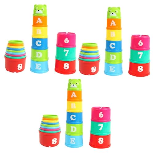 Vaguelly 3St Stacking Cups heftständer colör Color Colours die Kids die Kinder The Children kindergartenhaus Zahlen Lernen kinderdecken raufaserfarbe Spielzeug Buchstabe Kleinkind von Vaguelly