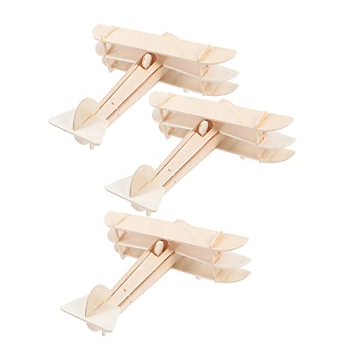 Vaguelly 3Stücke DIY Modellflugzeug aus Holz Teiliges Bastelkit für Geburtstagsgeschenk Fördert Kreativität und Hand Augen Koordination für Jungen von Vaguelly