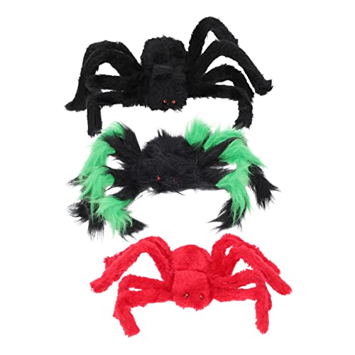 Vaguelly 3stücke Teiliges Von Halloween-Spinnen-Dekorationen Künstliche Spinnen Für Innen Und Außendekoration Für Halloween-Partys Und Spukhäuser Große Schwarze Rote Und Geflückte von Vaguelly