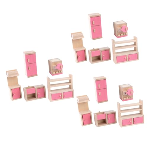 Vaguelly 3St DIY Mini Requisiten Miniaturmöbel Puppenhaus-Miniaturspielzeug Kinder holzspielzeug Wooden Toys Modelle Mini-Möbel Mini- -Requisiten Sofa Spielzeugbett Anzug Puder von Vaguelly