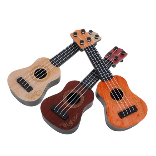 Vaguelly Gitarre Für Anfänger Kinder Ukulele Gitarrenspielzeug Pädagogisches Musikspielzeug Robuste Kunststoff-kindergitarre Ukulele 3-teiliges Set von Vaguelly
