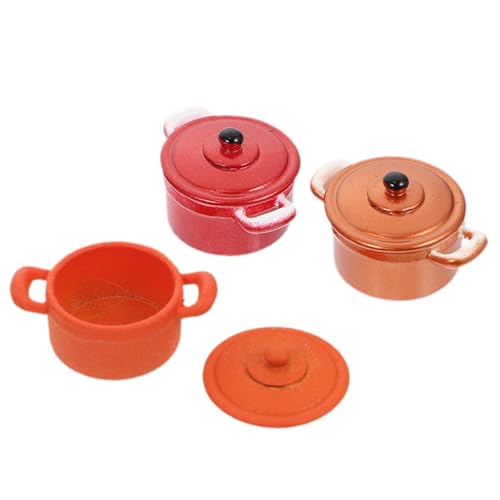 Vaguelly 3st Puppenhaus Topf Mini- -küchenzubehör Desktop -Ornamente Mini-kochgeschirr-dekore Miniaturtöpfe Mini- -Mini-Dekorationen Mini-hausbedarf Miniaturdekoration Eisen von Vaguelly