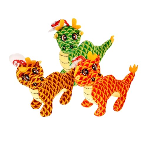 Vaguelly 3stücke Plüsch Drache Spielzeug Chinesisches Neujahr Mascot Leicht Kuschelig Für Festliche Dekoration von Vaguelly