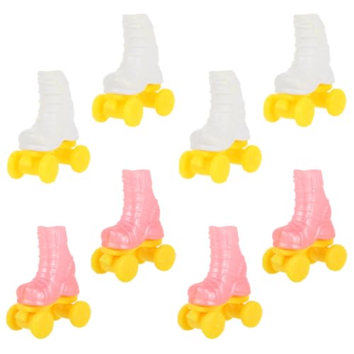 Vaguelly 4 Paar Doll Roller Skates Nette Miniatur -Rollschuh Skates Für Puppen -Plastik -Puppenschuhe Für Bastelpuppen -Skating -Werkzeug Skate -Handwerk Für Puppe von Vaguelly