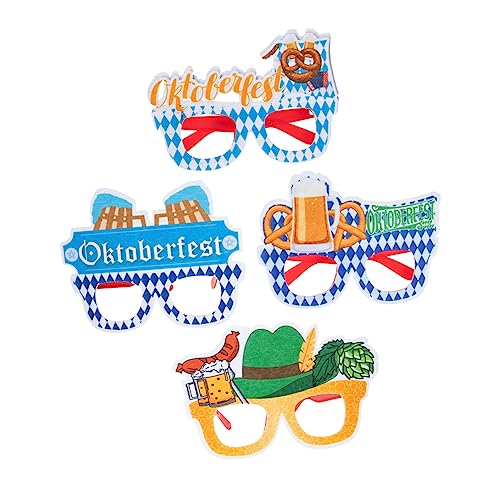 Vaguelly 4 Paare Oktoberfest Brillen Teiliges mit Einzigartigen Party Accessoires Bunte und Kreative Designs für Unvergessliche Feiern und Dekorationen für Oktoberfest und Sommerpartys von Vaguelly