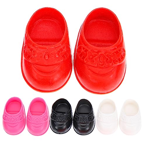 Vaguelly 4 Paare Puppenschuhe für kinderspielzeug Kid Toys Puppenmode Miniatur-Schuhe Mini-Schuhverzierung schön dekorative Minischuhe Minischuhe Plastik von Vaguelly